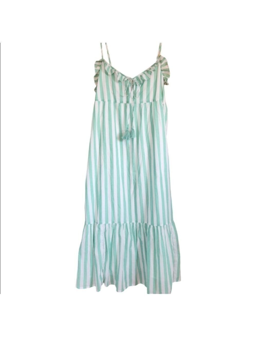 J. CREW RUFFLE TIERED DRESS COVER-UP STRIPE SIZE SMALL ADJUSTABLE STRAPS - Picture 3 of 12